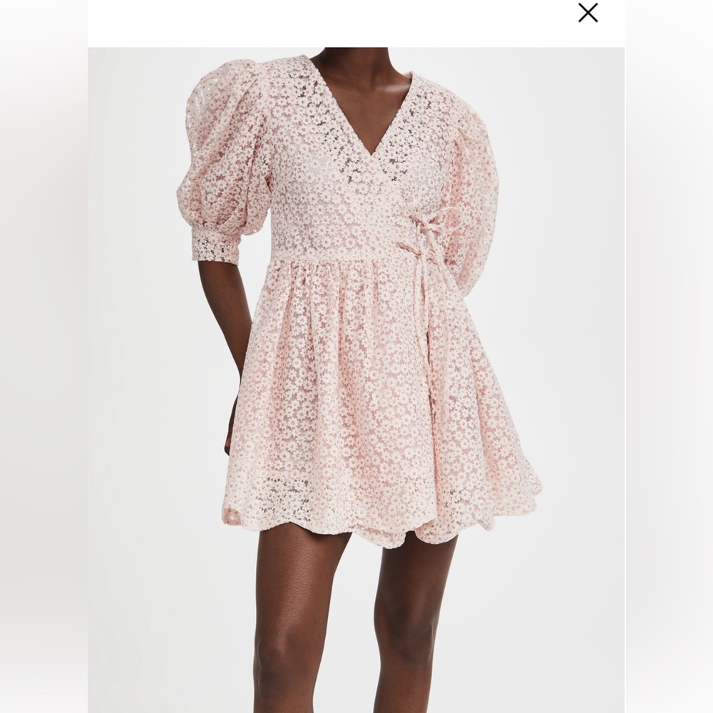 sister jane, pink petalled mini wrap dress, size medium, worn once